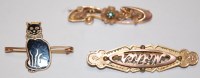 Lot 506 - A 9ct gold and enamel set cat brooch; a 9ct...