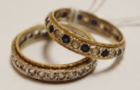 Lot 512 - A 9ct yellow and white gold, blue and white...
