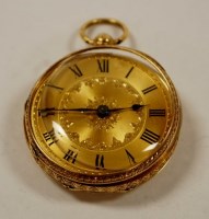 Lot 547 - An English 18ct gold cased ladies open faced...