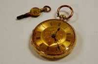 Lot 557 - A mid 19th century 18ct gold cased open face...