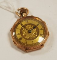 Lot 567 - A ladies 9ct gold cased open faced pocket...