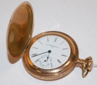Lot 568 - An Elgin gold plated gents full hunter pocket...