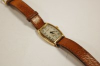 Lot 570 - JW Benson 9ct gold cased tank watch having...