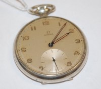 Lot 571 - An Omega steel cased gents pocket watch having...