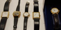 Lot 596 - A ladies Raymond Weil steel cased tank watch...