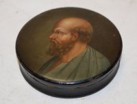 Lot 610 - A George III black lacquered snuff-box, the...