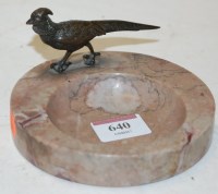Lot 640 - An Art Deco marble ashtray, surmounted by a...