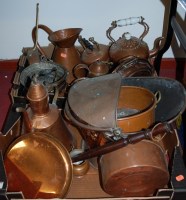 Lot 740 - Two boxes of miscellaneous copperwares to...