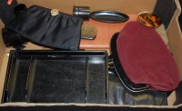 Lot 753 - A box of assorted ladies ebony dressing table...