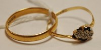 Lot 530 - An 18ct gold diamond point set ring; together...