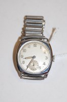 Lot 554 - Mid 20th century gents steel cased wrist watch...