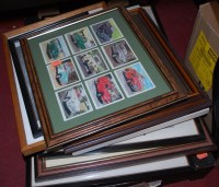 Lot 838 - A box of assorted framed cigarette cards and...