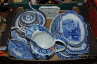 Lot 855 - A box of assorted 19th century blue & white...
