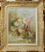 Lot 1013 - Contemporary school - Still life with flowers...