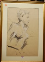 Lot 1015 - Contemporary school - Female nude, chalk,...