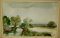 Lot 1038 - Ronald Ronaldson - Suffolk stream, watercolour,...