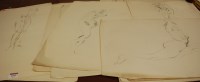 Lot 1049 - A folio of artists figure sketches, largely...
