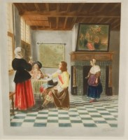 Lot 1051 - After Pieter de Hooch - set of three...