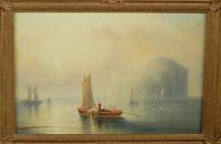Lot 1058 - JW Anderson - Boats on the Firth of Forth, oil...