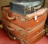 Lot 1083 - Two small leather suitcases, and two others (4)