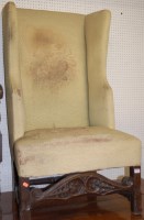 Lot 1121 - An antique oak framed and floral upholstered...