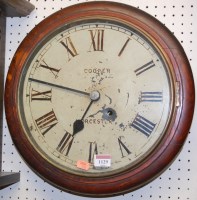 Lot 1129 - A Victorian oak circular wall clock, the white...