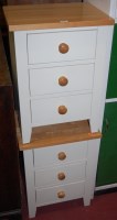 Lot 1214 - A pair of contemporary light oak and white...
