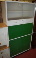Lot 1215 - A 1950s white and green painted freestanding...