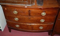 Lot 1218 - A 19th century mahogany bowfront chest of two...