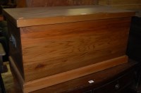 Lot 1220 - A contemporary pine hinge-top tool chest,...