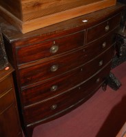 Lot 1221 - A 19th century mahogany bowfront chest of two...