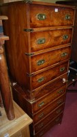 Lot 1229 - A pair of contemporary yew and brass bound...