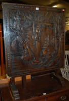 Lot 1239 - A Chinese low relief carved hardwood folding...