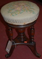 Lot 1278 - An Edwardian walnut music stool, having...