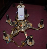 Lot 1282 - A contemporary Dutch style brass five light...