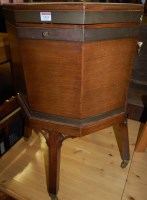 Lot 1313 - A mahogany and brass bound octagonal hinge...