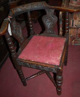 Lot 1337 - A pair of 19th century low relief carved oak...
