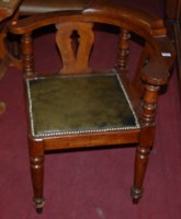 Lot 1347 - A 19th century oak and green leather studded...