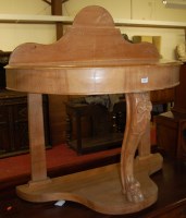 Lot 1368 - A Victorian pine ledgeback demi-lune washstand
