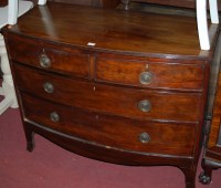 Lot 1377 - A 19th century walnut bowfront chest of two...
