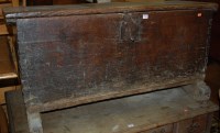 Lot 1265 - An 18th century oak six-plank coffer, having...