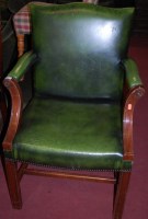 Lot 1328 - A reproduction mahogany and green leather...
