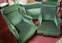 Lot 1329 - An Edwardian green upholstered day-bed;...