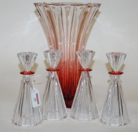 Lot 20 - A mid 20th century ruby tinted glass vase of...