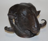 Lot 26 - A reproduction cast iron model of a ram's head