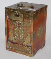 Lot 51 - A Chinese style softwood brass mounted tea caddy