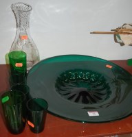 Lot 52 - A large modern studio green glass bowl, dia....