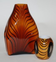Lot 53 - A modern amber studio glass slab sided vase,...