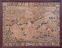 Lot 1294 - A 17th century embroidered panel depicting...