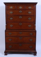 Lot 1522 - A George III oak chest-on-chest, the upper...